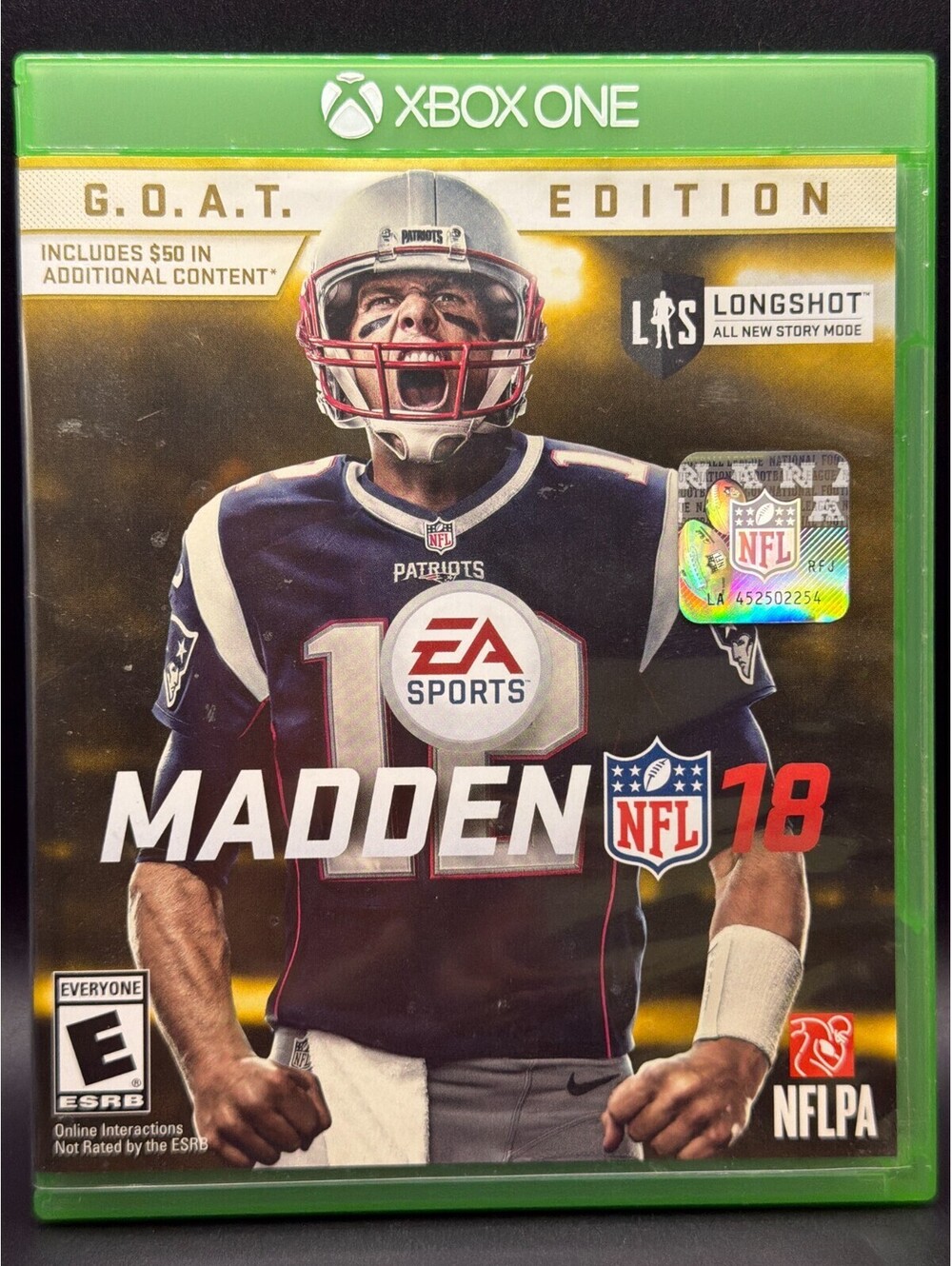 Madden NFL 18 GOAT Edition (Xbox One, 2017) Tom Brady Cover CIB - Tested!